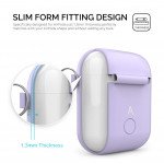 Wholesale Apple Airpods Charging Case Protective Silicone Cover Skin with Hang Hook Clip (Purple)